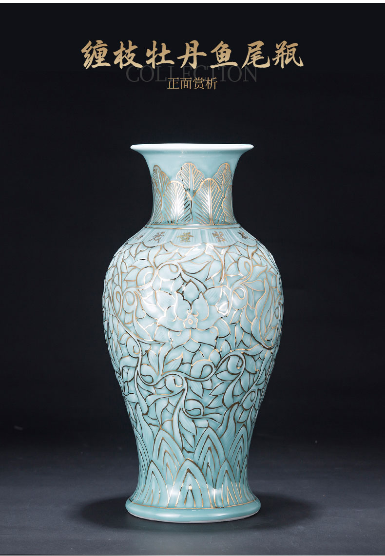 Jingdezhen ceramic hand - made paint vases, flower arranging new Chinese style living room rich ancient frame furnishing articles home decorative arts and crafts