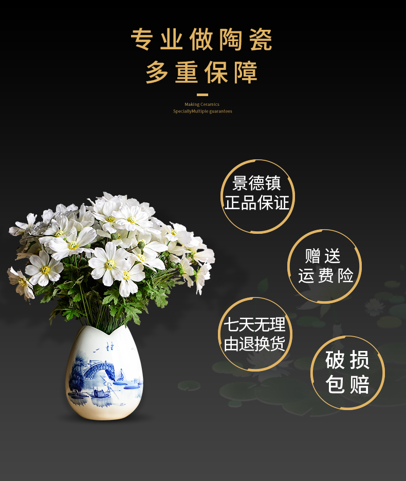 Blue and white porcelain jingdezhen ceramics hydroponic floret bottle of flower arranging hand - made lotus furnishing articles home sitting room adornment