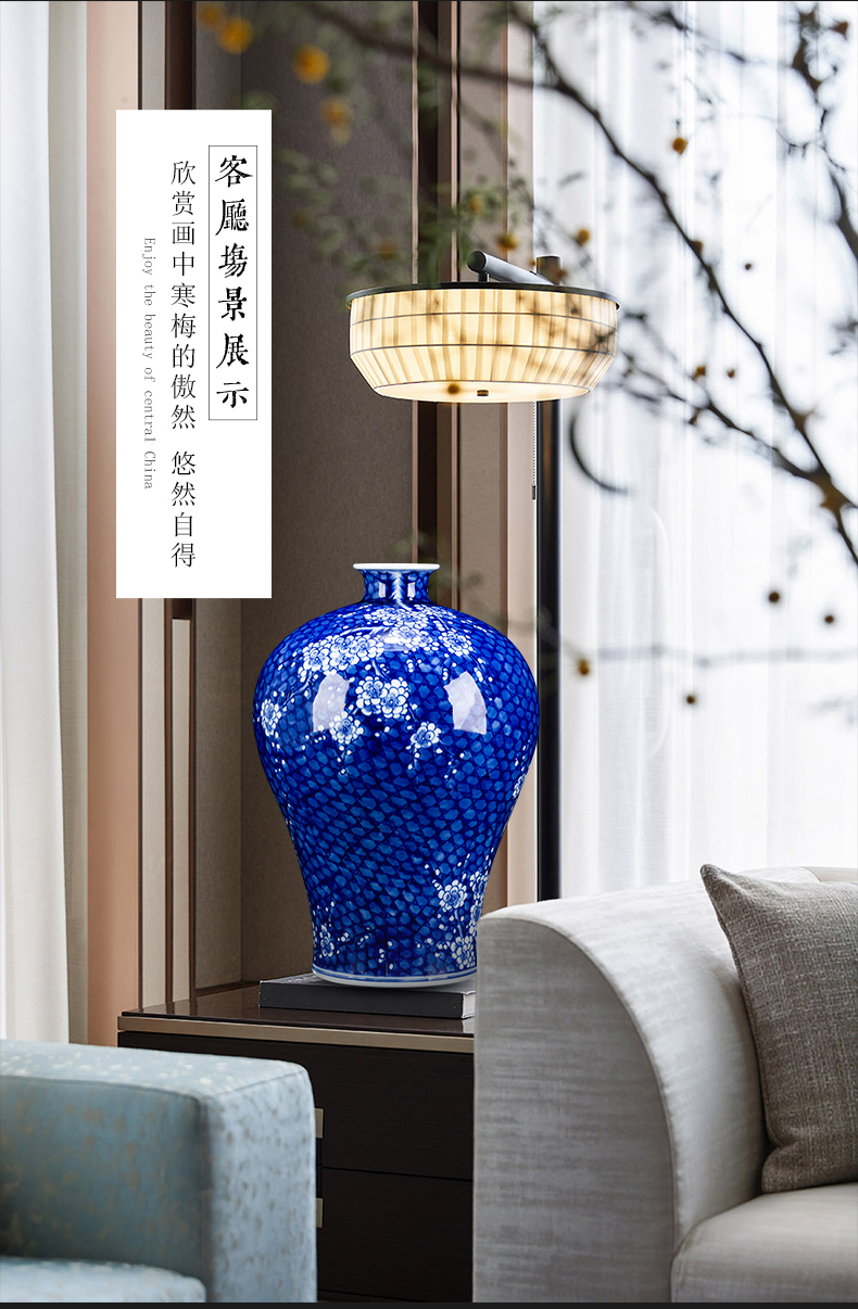 Jingdezhen ceramics archaize Kang Xiqing ice MeiWen hand - made vases furnishing articles Chinese flower arranging porch is decorated living room