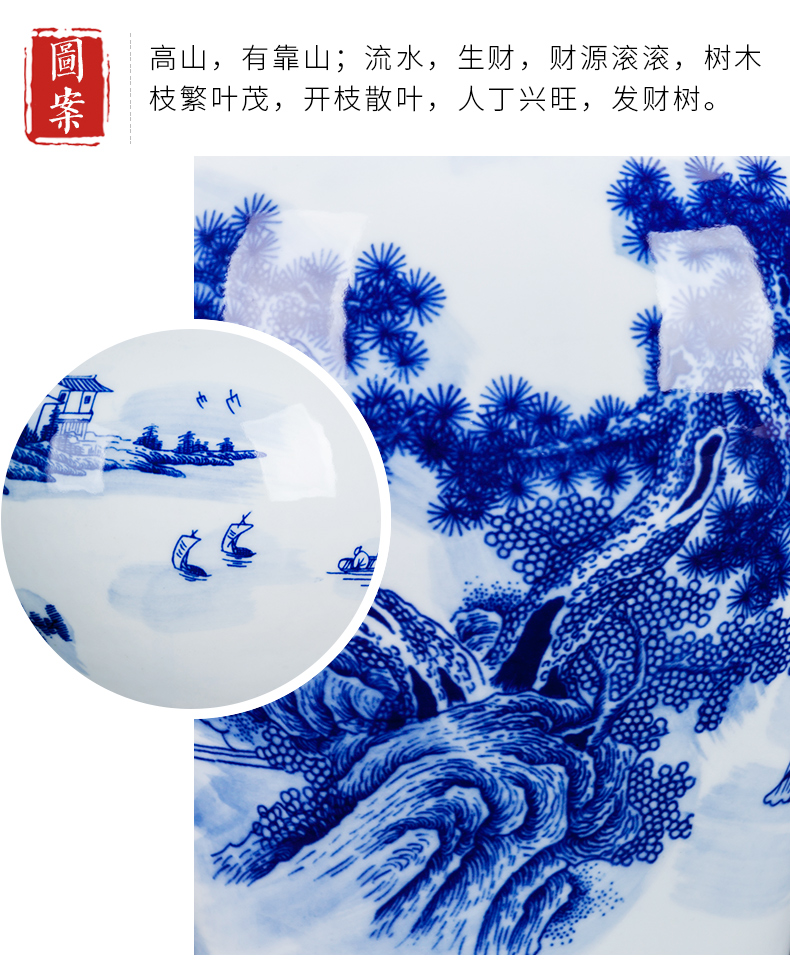 Jingdezhen ceramic blue and white porcelain vases, flower arranging new rich ancient frame the sitting room of Chinese style household decorations TV ark, furnishing articles