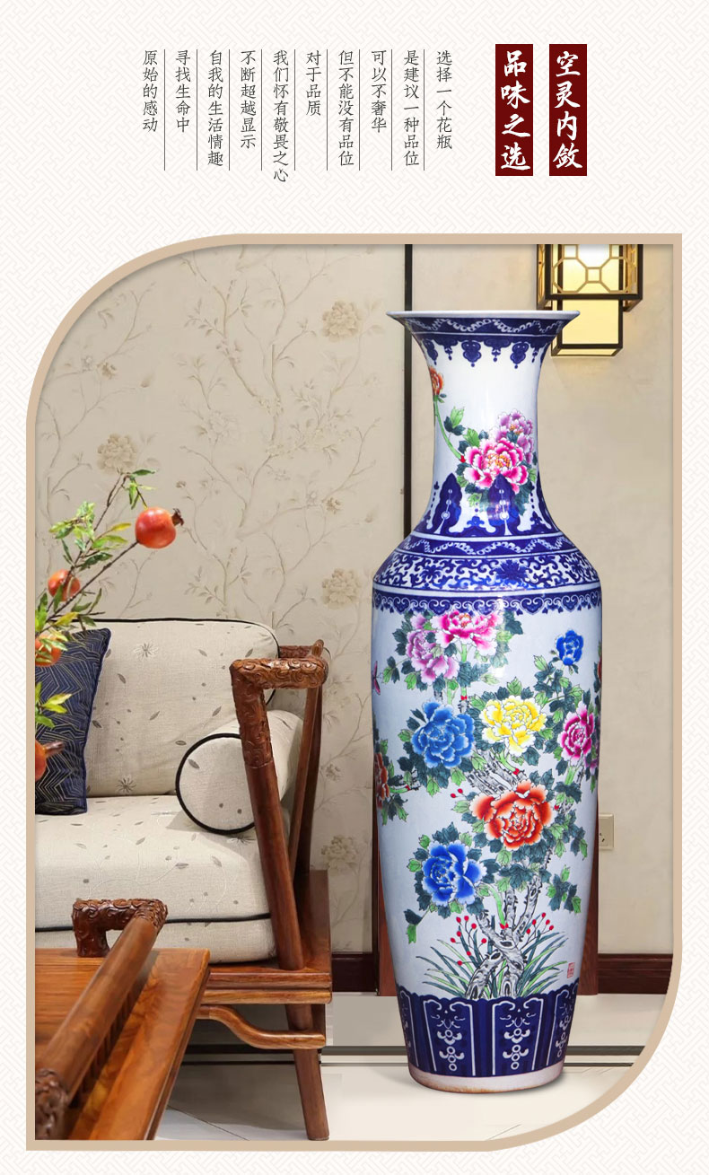 Jingdezhen ceramic blooming flowers, hand - made the size of large vases, Chinese style living room decoration to the hotel opening furnishing articles