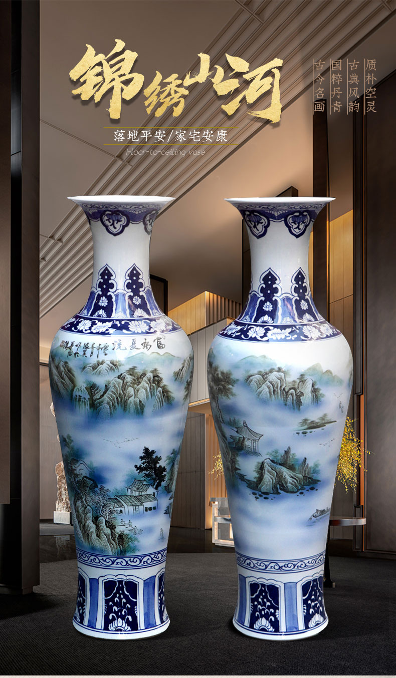 Jingdezhen ceramics of large vases, hand - made hotel opening gifts sitting room place of blue and white porcelain household act the role ofing is tasted