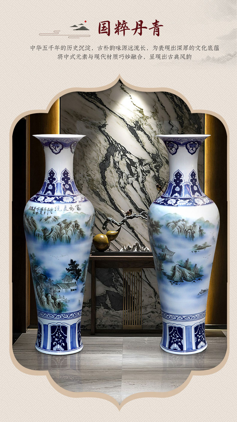 Jingdezhen ceramics of large vases, hand - made hotel opening gifts sitting room place of blue and white porcelain household act the role ofing is tasted