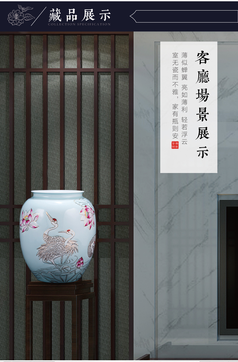 The Master of jingdezhen ceramic hand - made shadow see colour pastel blue pot - bellied bottle of new Chinese style home sitting room adornment is placed