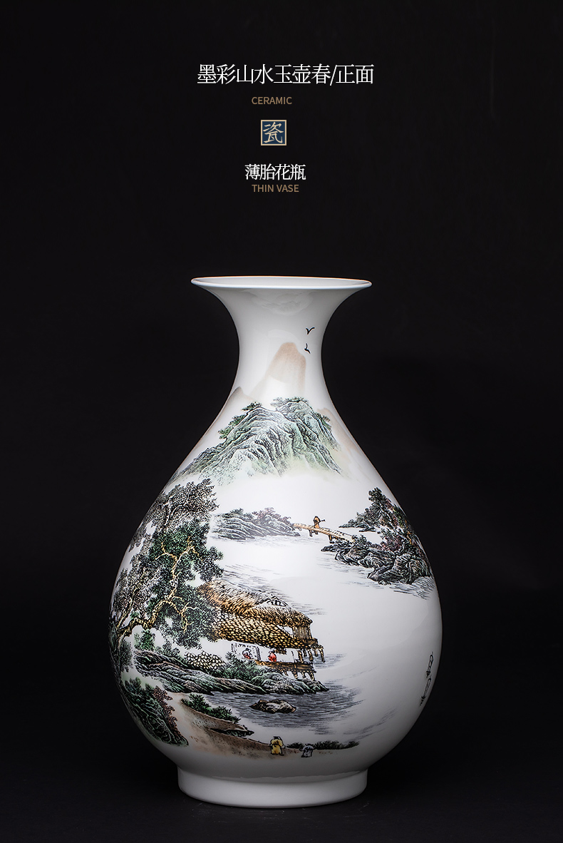 Blue and white porcelain vase furnishing articles of jingdezhen ceramics Chinese flower arranging rich ancient frame home decoration handicraft sitting room