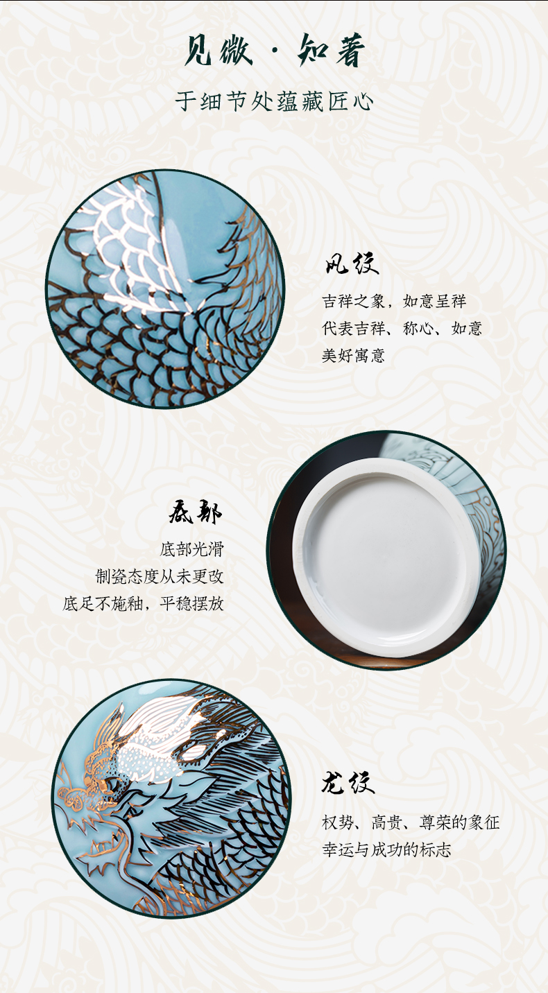 Jingdezhen ceramic masters paint shadow blue bottle pomegranate bottle furnishing articles Chinese rich ancient frame sitting room adornment flower arrangement