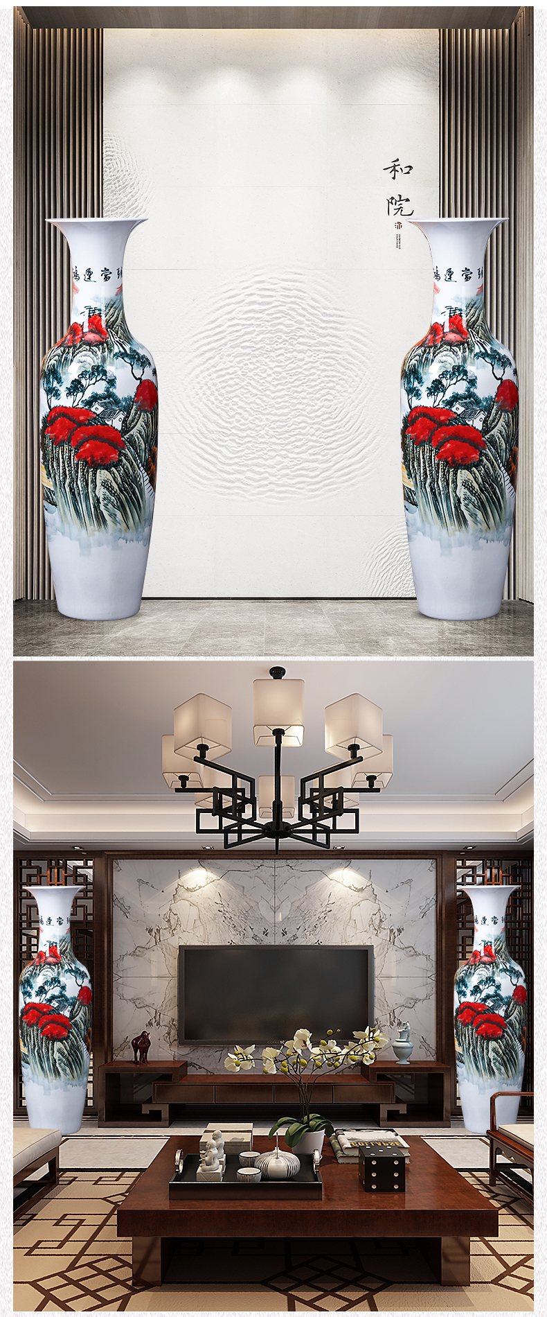 Jingdezhen ceramic hand - made luck of large vases, new Chinese style hotel adornment to heavy large living room