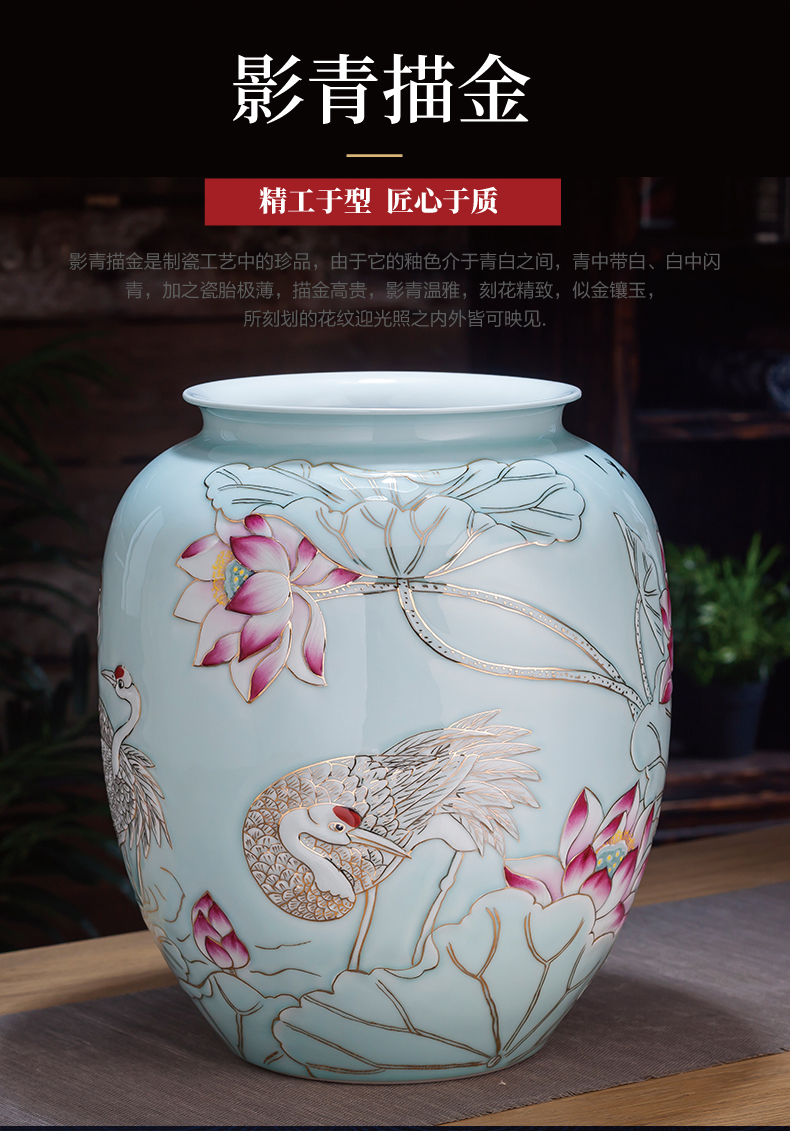 The Master of jingdezhen ceramic hand - made shadow see colour pastel blue pot - bellied bottle of new Chinese style home sitting room adornment is placed