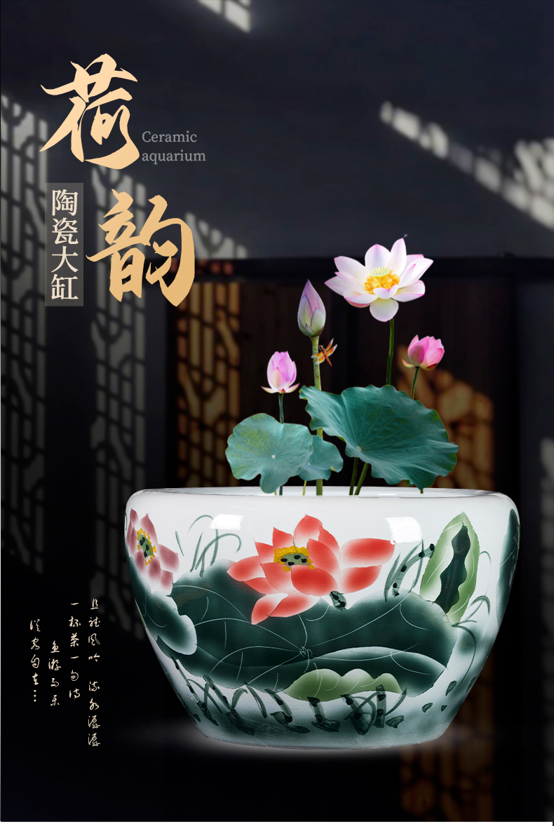 Jingdezhen ceramic hand - made aquarium large home sitting room landscape garden floor furnishing articles is suing green plant adornment