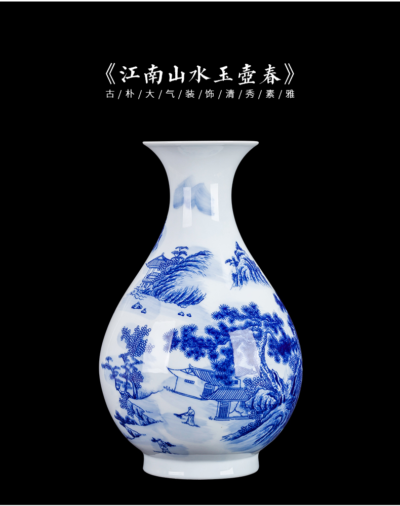 Jingdezhen ceramic blue and white porcelain vases, flower arranging new rich ancient frame the sitting room of Chinese style household decorations TV ark, furnishing articles