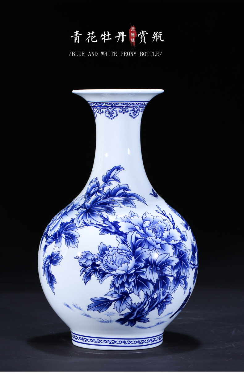 Jingdezhen ceramics thin foetus floret bottle of Chinese blue and white porcelain is ancient frame decorate the sitting room TV ark, flower arranging furnishing articles