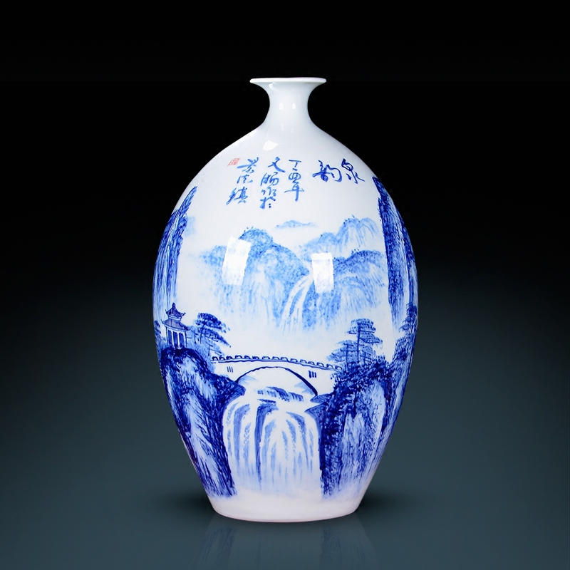 Jingdezhen ceramics furnishing articles ornaments desktop hand blue and white porcelain vases, famous master of the sitting room porch decoration