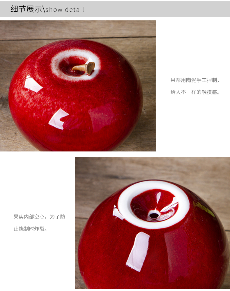 Jingdezhen ceramics mini red apple furnishing articles wine TV ark, sitting room adornment creative wedding gift