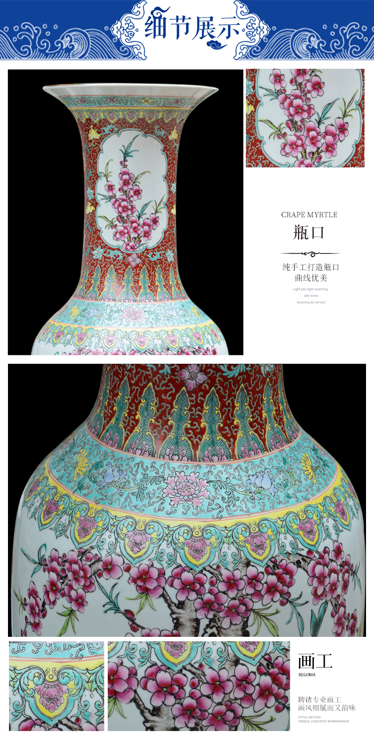 Jingdezhen ceramics large sitting room archaize pure hand draw large vases, Chinese style household decoration as furnishing articles