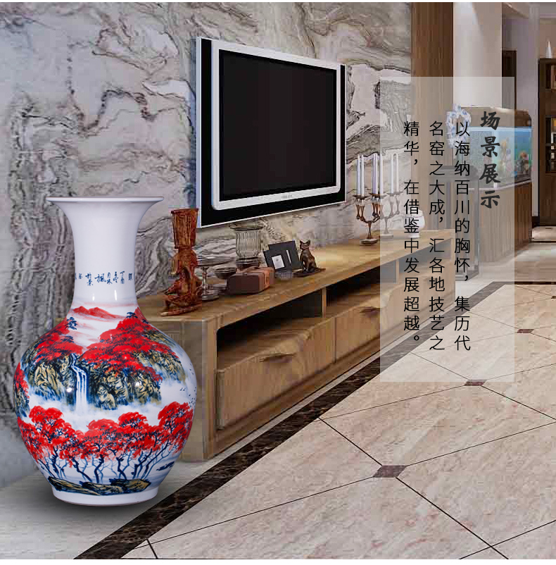 Jingdezhen ceramics famous hand - made the design of the sitting room TV ark of large vases, decorative furnishing articles large red