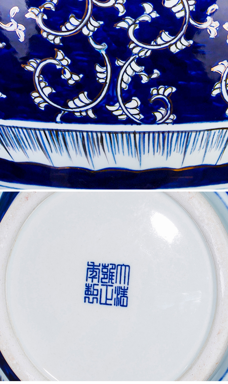 Jingdezhen chinaware paint hand - made pomegranate bottles of Chinese style living room office furnishing articles large blue and white porcelain vase