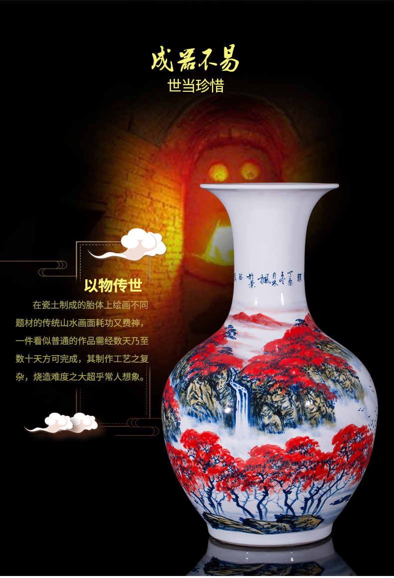 Jingdezhen ceramics famous hand - made the design of the sitting room TV ark of large vases, decorative furnishing articles large red