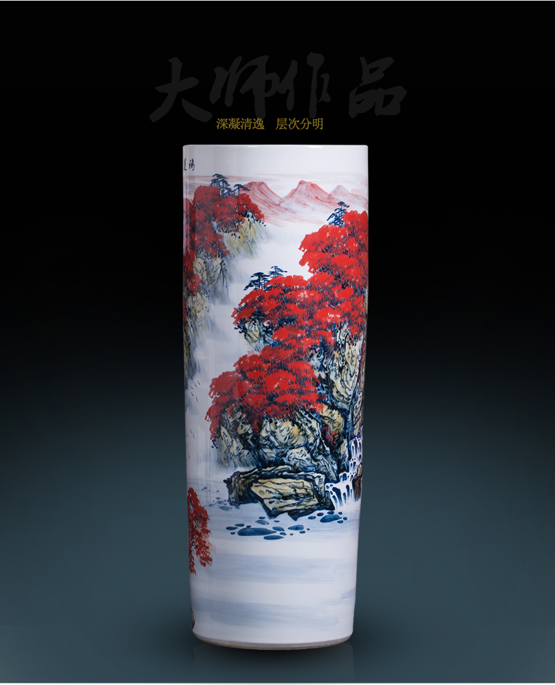 Jingdezhen ceramic vase hand - made high quiver landing big sitting room adornment furnishing articles word calligraphy and painting scroll cylinder to receive