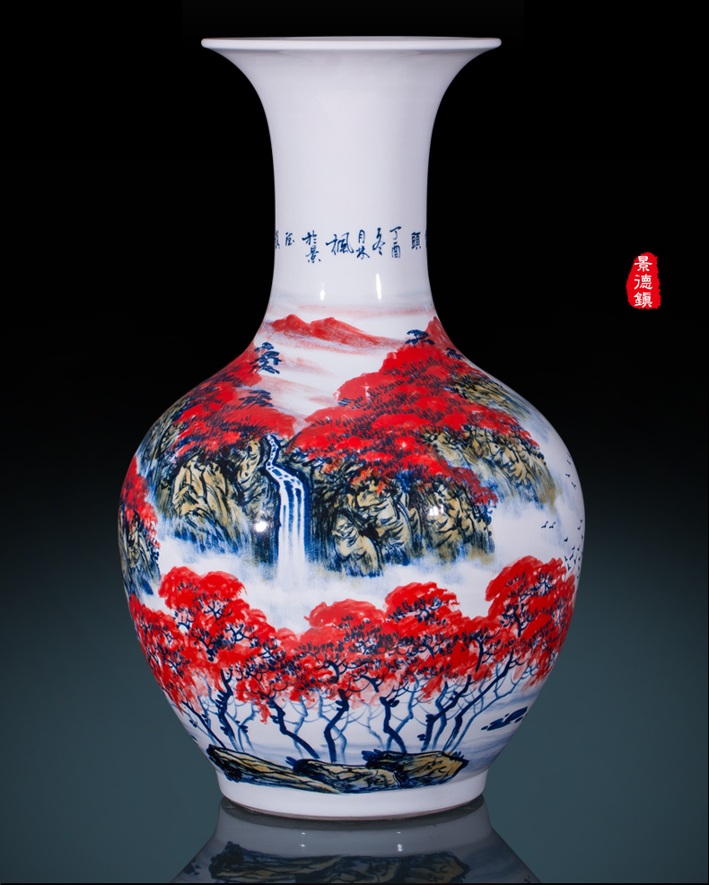 Jingdezhen ceramics famous hand - made the design of the sitting room TV ark of large vases, decorative furnishing articles large red