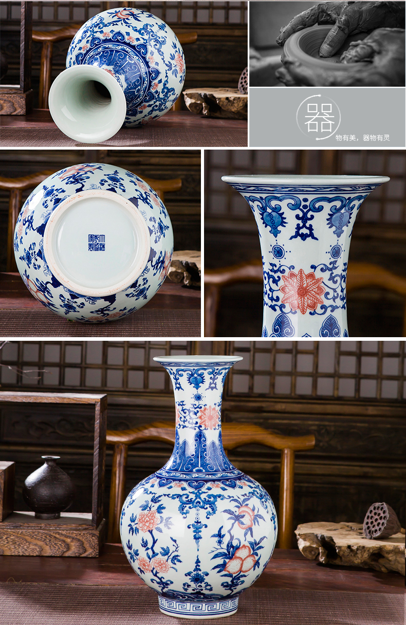 Manual hand - made imitation qianlong vase antique Chinese blue and white porcelain is jingdezhen ceramics home sitting room adornment is placed