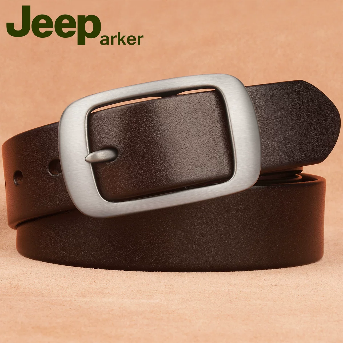 Leather belt, universal fashionable trousers, genuine leather, simple and elegant design