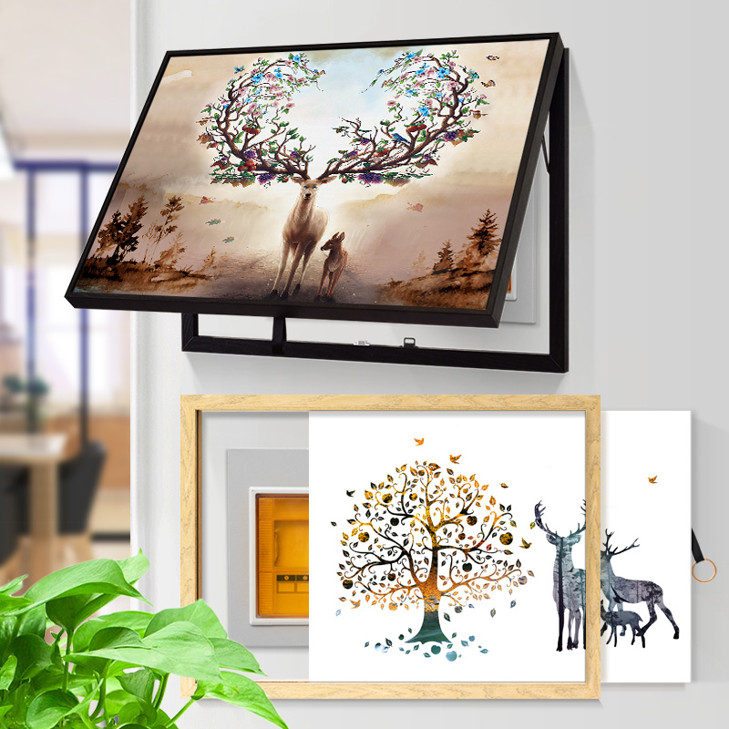 Electric Meter Box Decoration Painting Nordic Free Punch Electric Meter Box Shelter Living Room Total Switch Weak Electric Gate Box Decoration Distribution Box