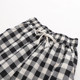 Summer new black and white plaid casual pants women's thin elastic waist cotton linen small straight harem nine-point pants women's wide legs