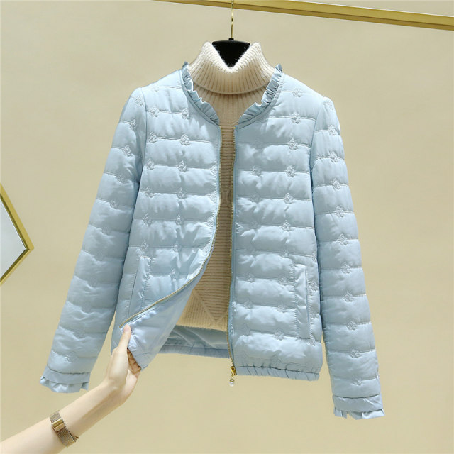 Winter new style small fragrant wind short cotton coat women's all-match embroidered lace down cotton clothing fashion Harajuku cotton jacket women's coat