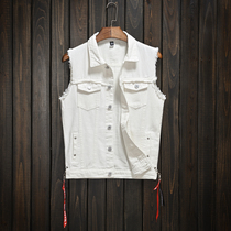 Tide-card mens white casual waistcoat original workout youth handsome and jean with waistcoat blouses with canon jacket