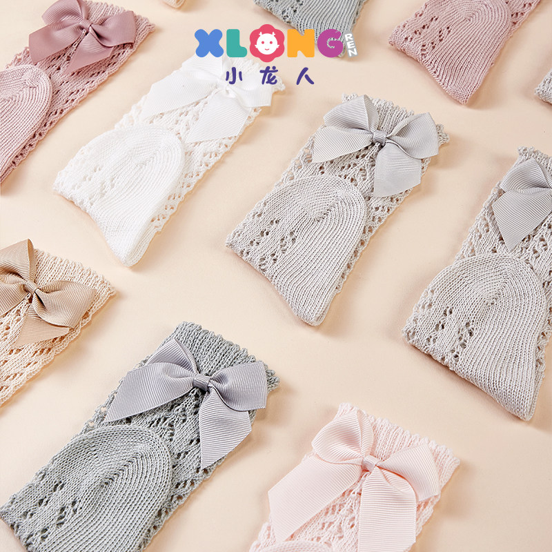 Small Dragon Girl Girl Summer Thin mesh Middle cylinder Sox baby Long cylinder Semi-cut socks Children high cylinder Sox spring and autumn stockings