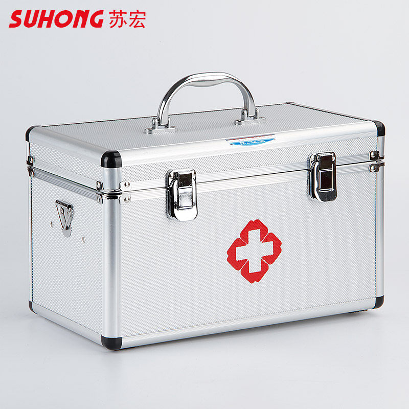苏宏家用铝合金医药箱多层医疗出诊急救箱药品收纳箱14寸医用药箱