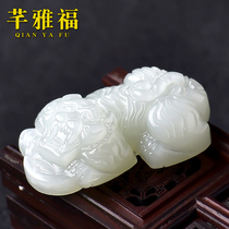 Qian Yafu Natural Hetian Jade Tiger Pendant Tiger Pendant Jade Cun Three-dimensional Zodiac Tiger Jade Pendant for Men and Women