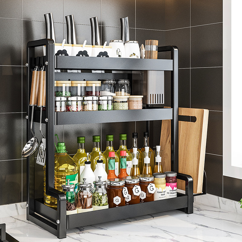 Kitchen Seasoning Shelve Table Top Chopsticks Tool Holder Home Multilayer Multifunction Condiment Oil Salt Sauce Vinegar Containing Shelf-Taobao