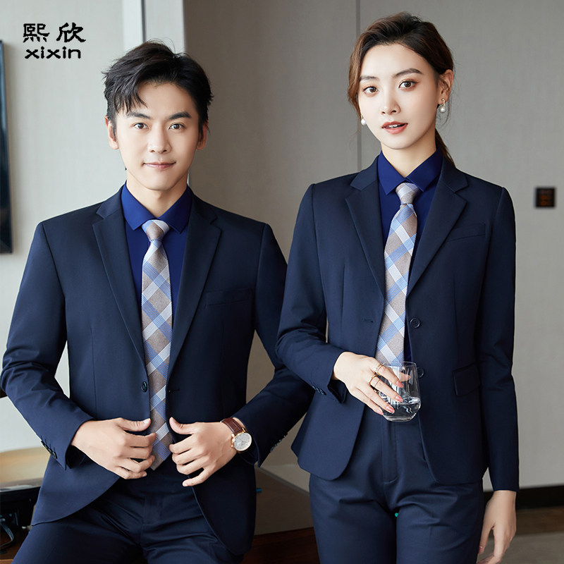 Men's autumn and winter thick suit elastic suit business formal suit suit work clothes work clothes group work clothes women