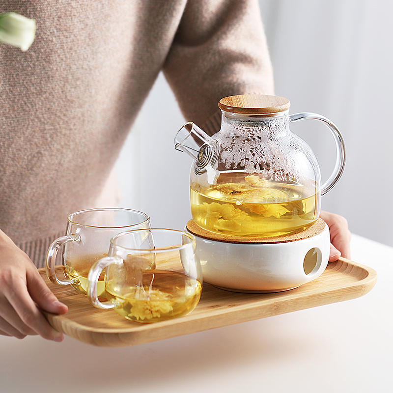 Glass kettle heating high temperature resistant household open fire can boil tea cups office transparent small teapot filter