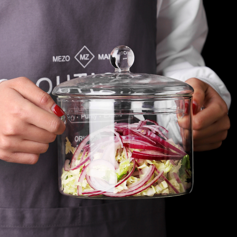 Double-ear transparent glass saucepan household gas high temperature resistant induction cookers special day-type open flame high boron silicon small stockpot