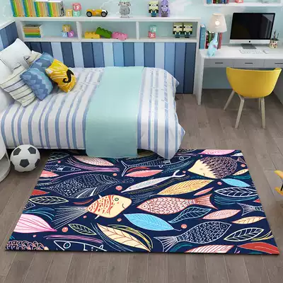 Modern simple cartoon carpet Living room Children's room Bedroom full bunk bed side carpet Household rectangular floor mat carpet
