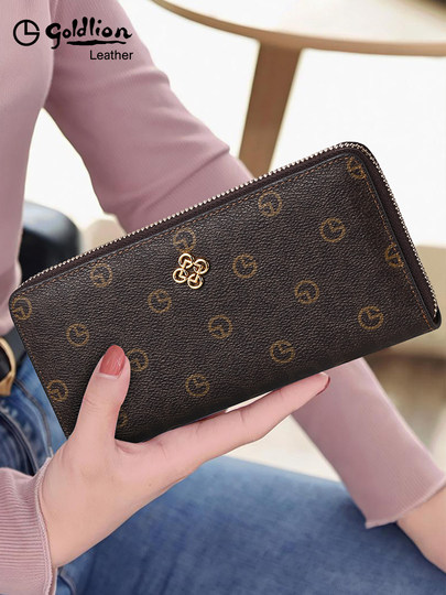 Женский длинный кошелек Goldlion большой вместимости для наличных, элитный клатч на молнии, премиальная маленькая сумочка, женская сумка-клатч.
