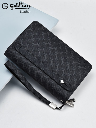 Мужской кошелек Goldlion, длинный, с двойной молнией, деловой, большой вместимости, 2026, новый, из натуральной кожи, брендовый клатч