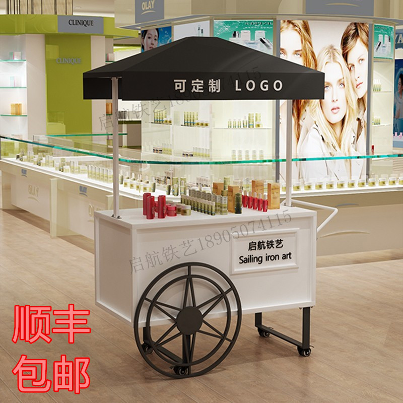 European-Style Creative Display Promotion Stand, Mobile Vending Cart, Wrought Iron Flower Cart, Promotional Stand, Stall Cart