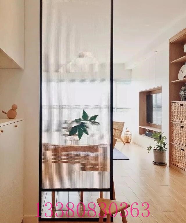 Striped tile stun ultra white glass-customizable narrow side fine frame Kitchen Living Room Balcony dressing room glass partitions