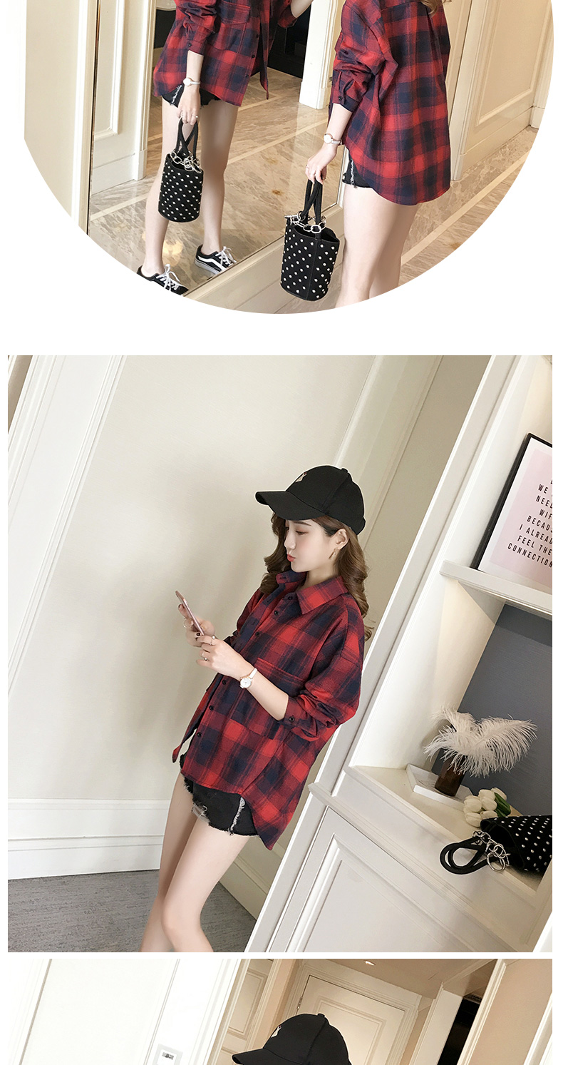 Mùa xuân 2018 mới Hàn Quốc bf gió kẻ sọc áo sơ mi nữ retro lỏng lẻo áo sơ mi dài tay nữ kiểu áo sơ mi nữ tay lỡ