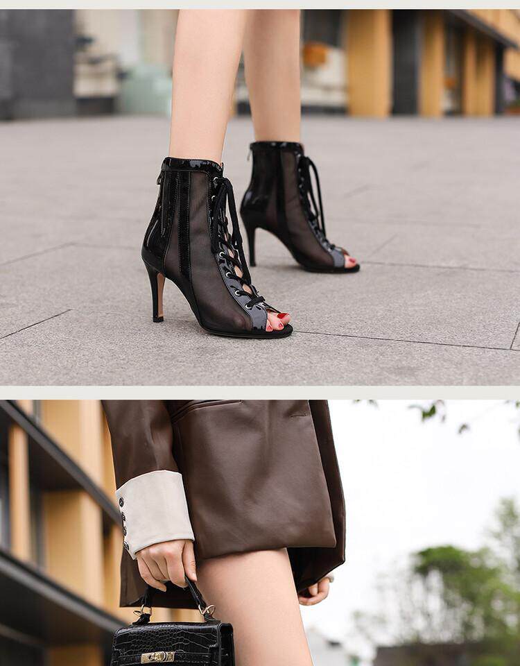 Летние короткие сапоги, ботинки, танцующие туфли на высоком каблуке, босоножки, большой размер Li Xiuxiu 