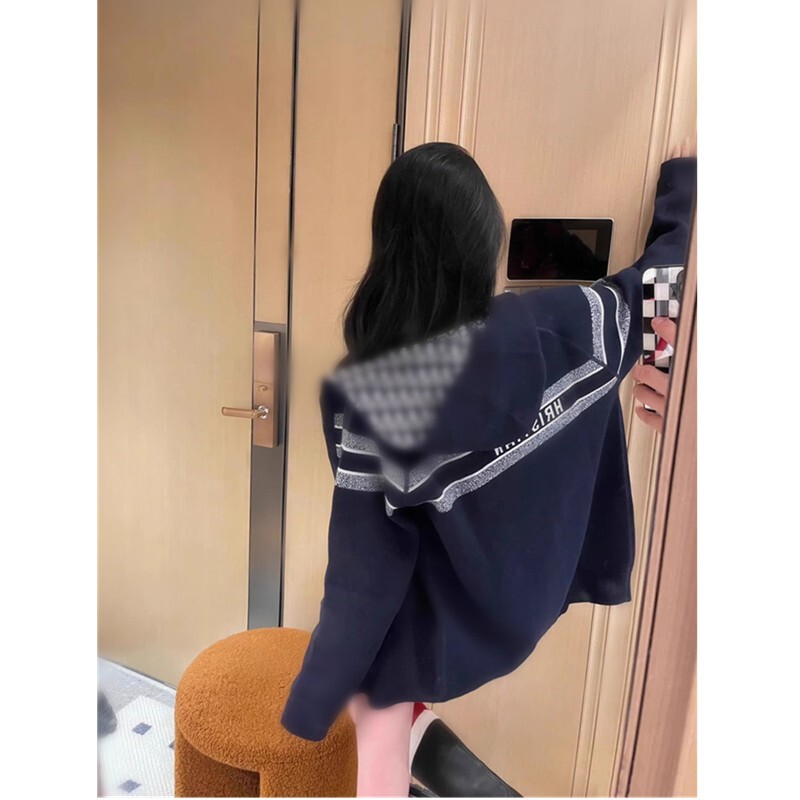 Non-Market Goods~Shenzhen Nanyou European-Style High-End Double-Sided Monogrammed Hooded Cardigan Cashmere Coat for Women