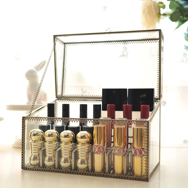 Interest High Mouth Red Containing Box Glass Release Lip Glazed Cashier Display Case Transparent Dust Finishing Box Shelve