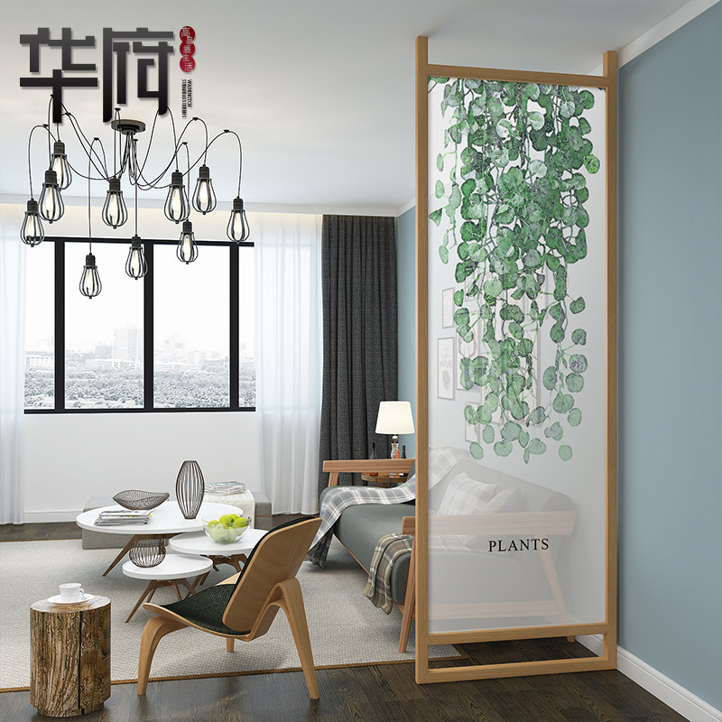 Nordic screen partition living room fabric porch bedroom block household simple modern small apartment solid wood