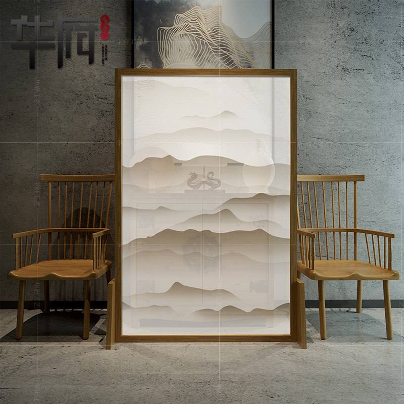 New Chinese-style screen partition living room bedroom block home fabric porch solid wood simple modern fashion seat screen