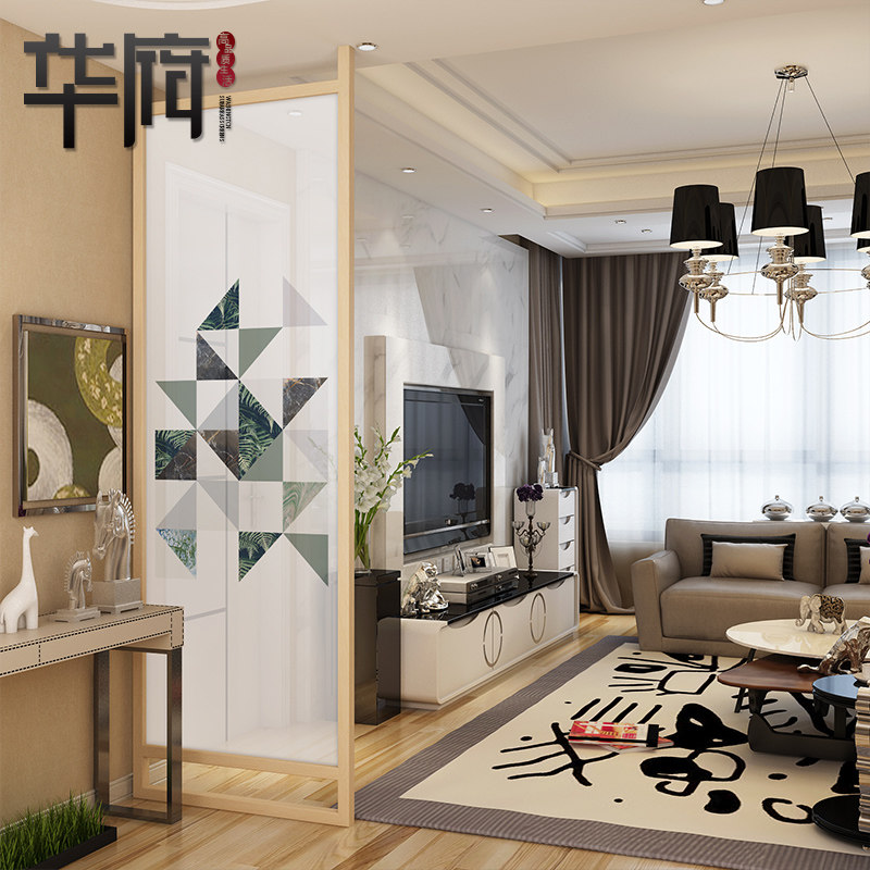 Simple modern screen partition living room fabric porch mobile seat screen Nordic style geometric bedroom block home