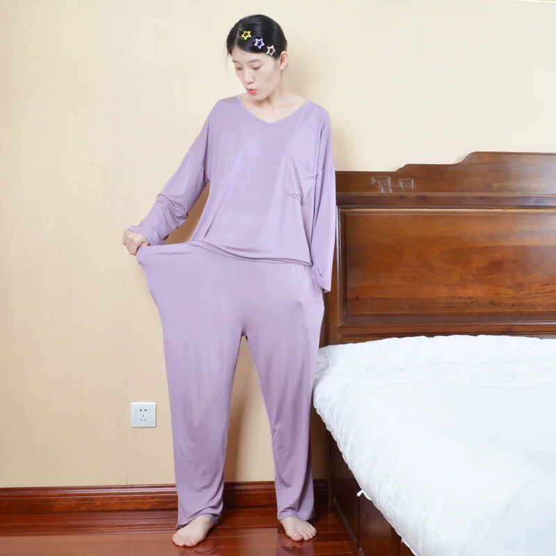Длинный рукав, осенняя пижама, тонкие sexy штаны, комплект, плюс size