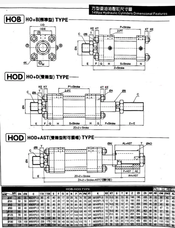 Xi lanh xi lanh thủy lực nhẹ/đường kính MOB30/40/50 thì 25/50/75/100/125/150/200 xy lanh thủy lực parker xi lanh điện thủy lực